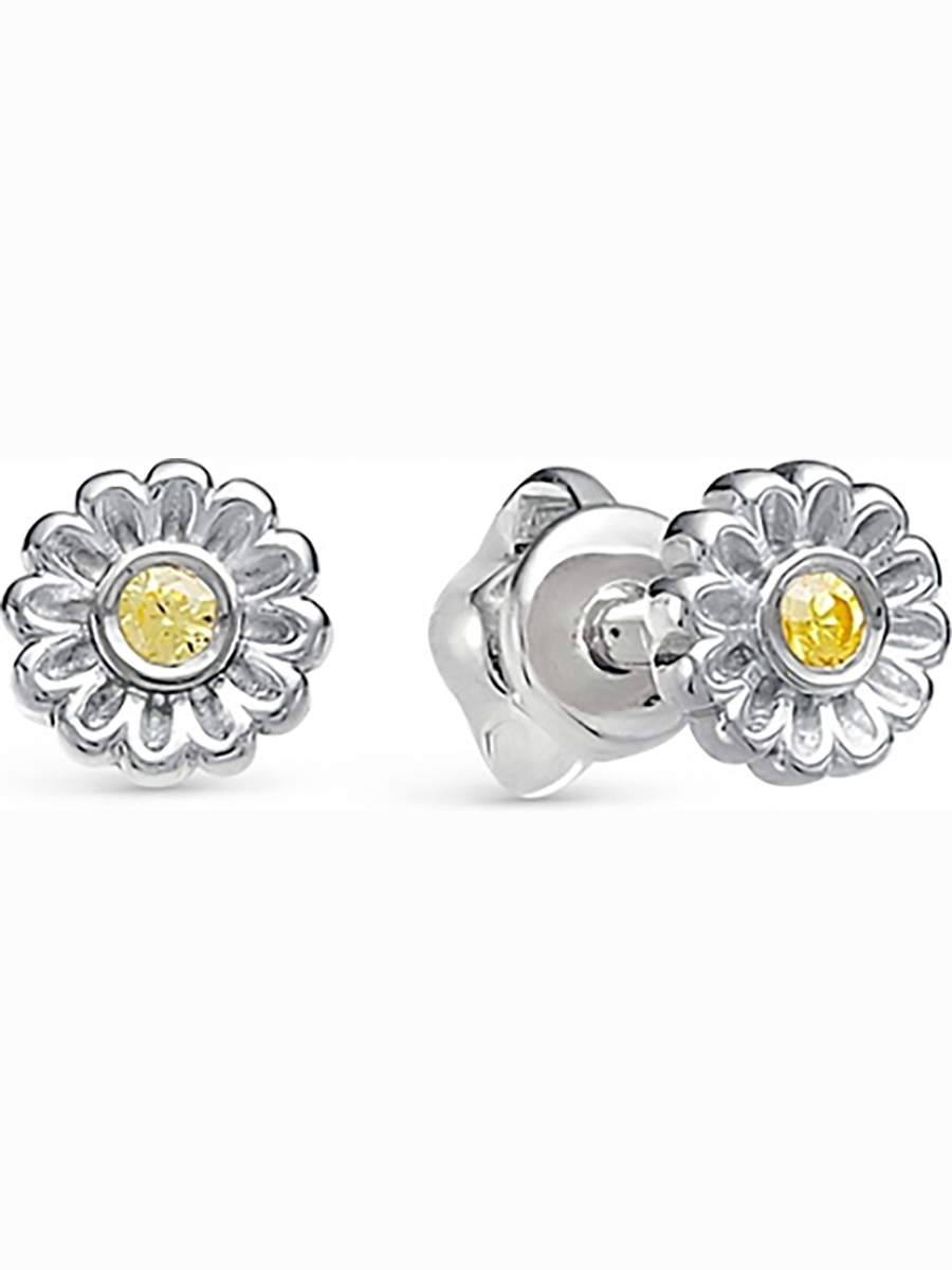 

Серьги Ромашки с 2 фианитами из серебра Вероника С630-2050Жл, С630-2050Жл
