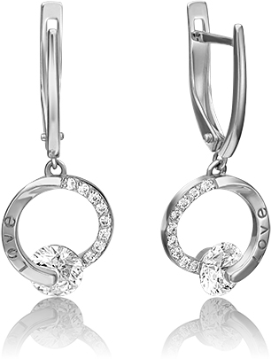 фото Серьги женские из золота юз платина 02-4495-00-501-1120-38, swarovski platina jewelry