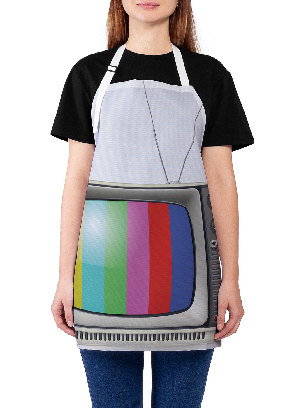 фото Фартук женский joyarty для готовки "телевизор ретро", универсальный размер