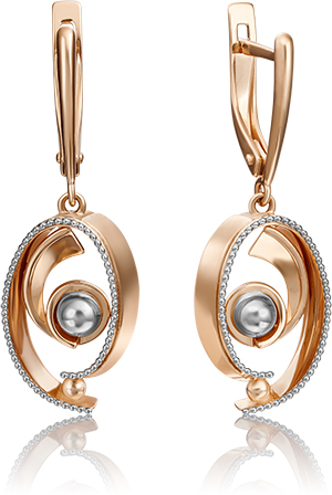 

Серьги подвески из комбинированного золота PLATINA jewelry 02-4393-00-000-1111-65, 02-4393-00-000-1111-65