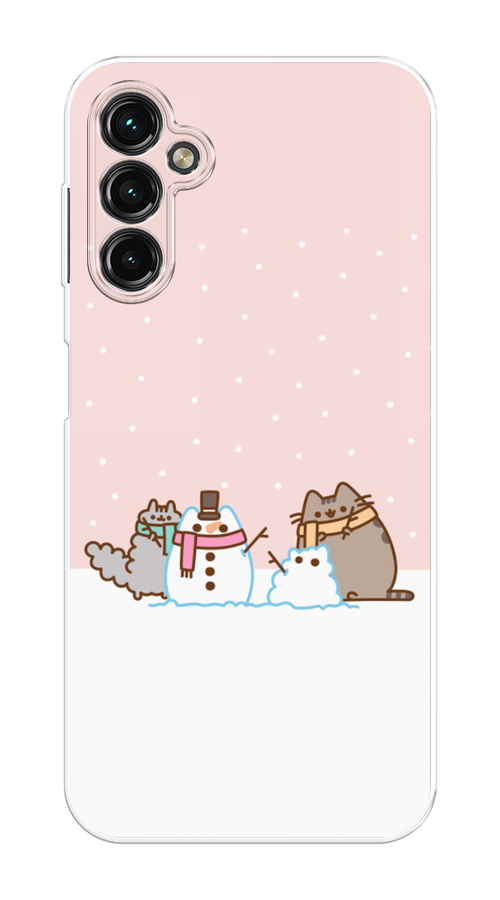 

Чехол на Samsung Galaxy A14 4G "Котики в снегу", Розовый;белый;серый, 2107950-5