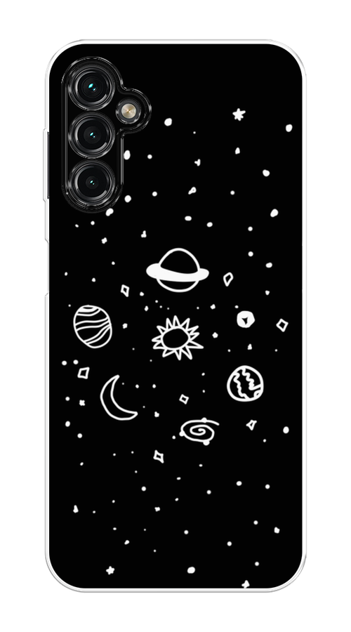 

Чехол на Samsung Galaxy A14 4G "Дудл солнечной системы", Бежевый;серый, 2107950-2