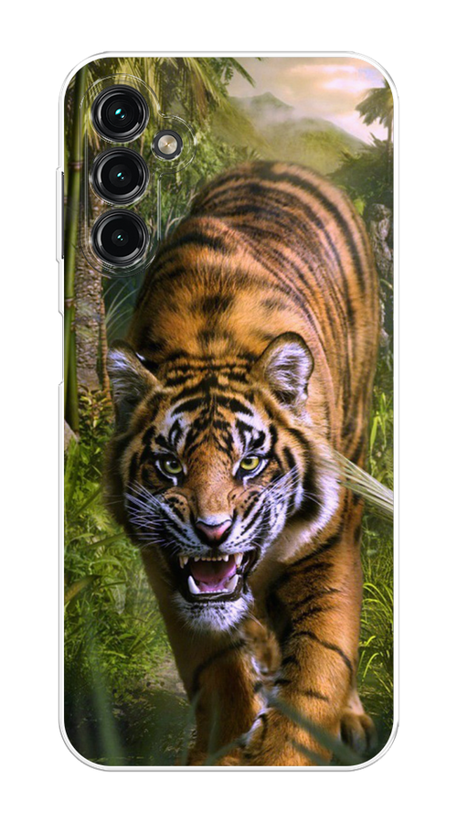 

Чехол на Samsung Galaxy A14 4G "Тигр в джунглях 2", Оранжевый;зеленый, 2107950-1