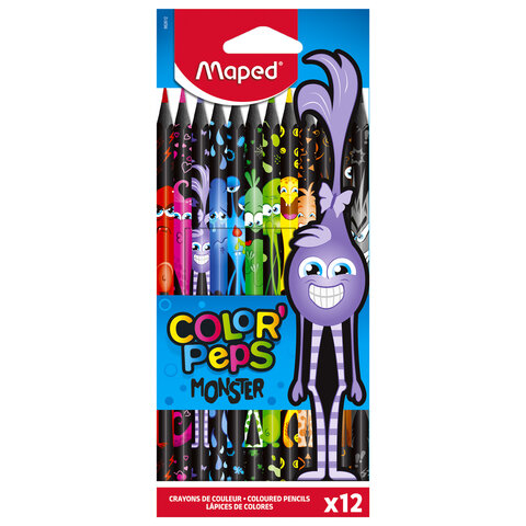 

Карандаши цветные Maped COLOR PEP'S Black Monster, Набор 12 цветов, 862612, 4 шт, Разноцветные