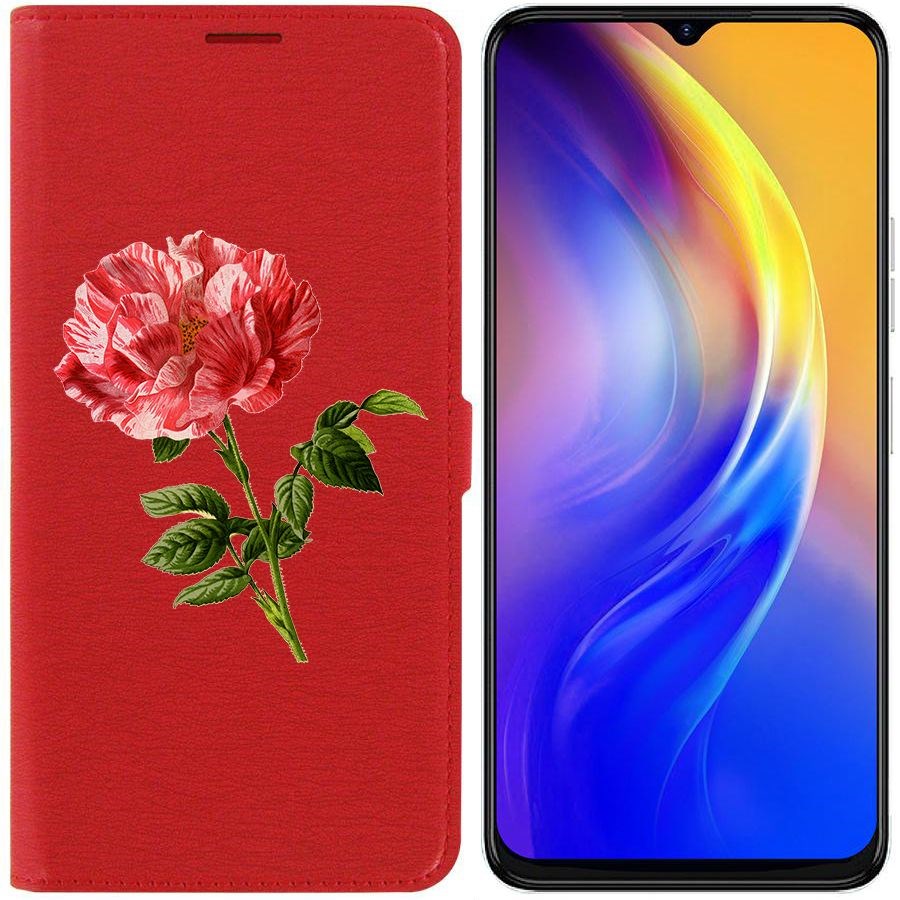 

Чехол-книжка Eco Book для Tecno Spark 10C Рисованная роза, Красный