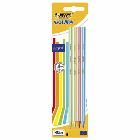 Карандаш чернографитовый BIC Evolution Stripes 10 шт 806₽