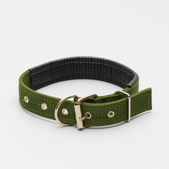 

Ошейник для собак Пижон Комфорт, полиэстер, искусственная кожа, 58х3 см, темно-зеленый, Комфорт