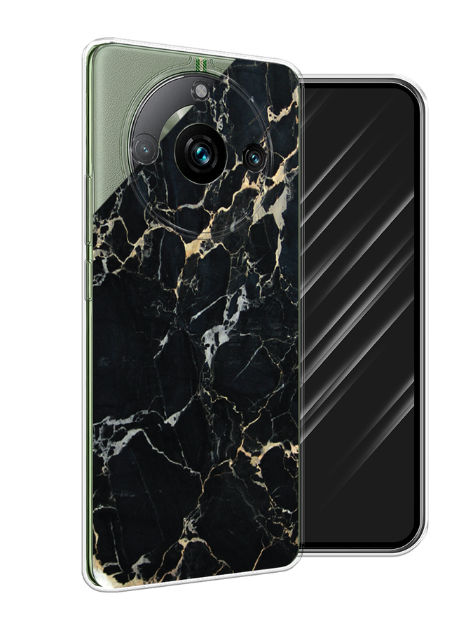 

Чехол Awog на Realme 11 Pro "Черный мрамор уголок", Черный;золотистый