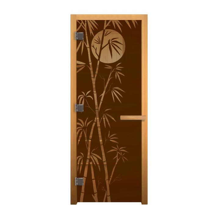 фото Дверь стекло бронза матовая "бамбук" 190х70 (8мм, 3 петли 710 cr) (осина) пр nobrand
