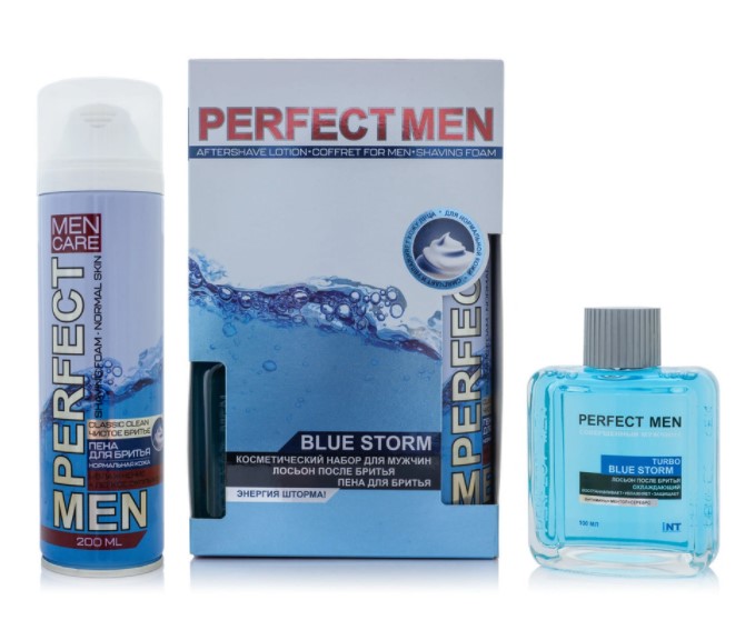 Набор Perfect Men Blue Storm : Лосьон после бритья 100 мл + пена для бритья 200 одеколон мужской tommy bahama maritime deep blue eau de cologne 75 мл