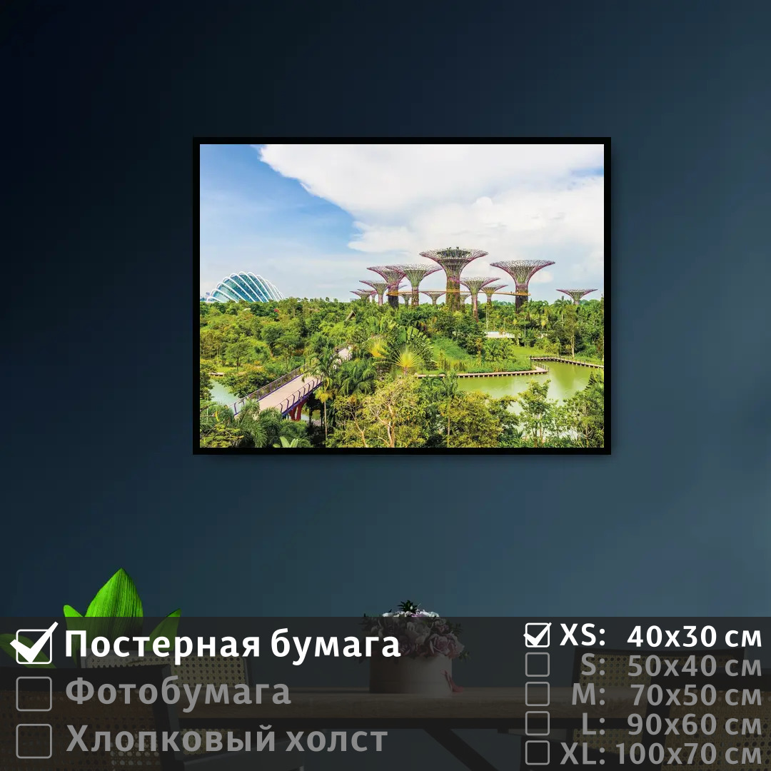 

Постер на стену ПолиЦентр Архитектура и зелень садов сингапур 40х30 см, АрхитектураИЗеленьСадовСингапур