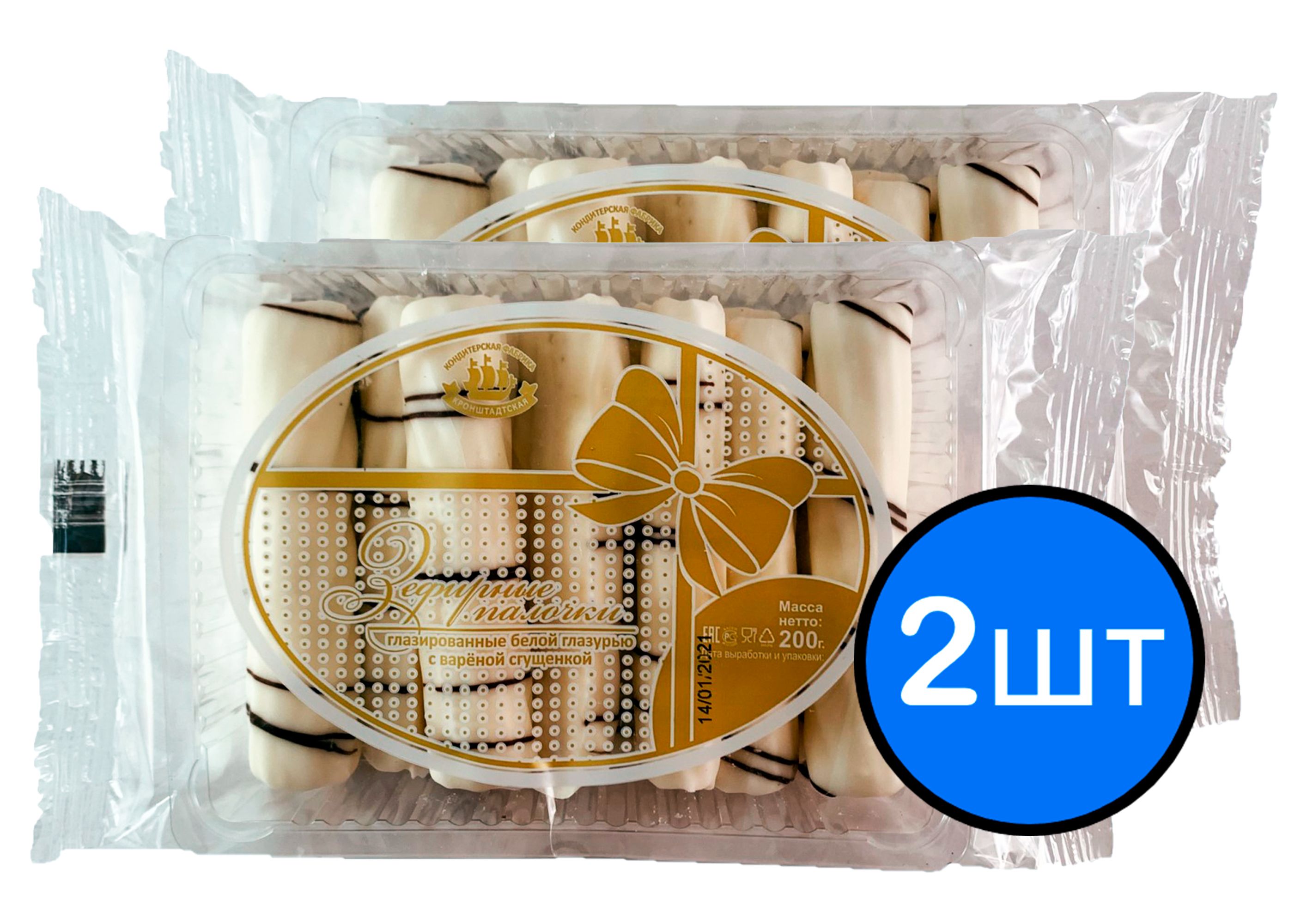 

Зефирные палочки Кронштандская КФ с белой глазурью с варенной сгущенкой, 200г х 2шт