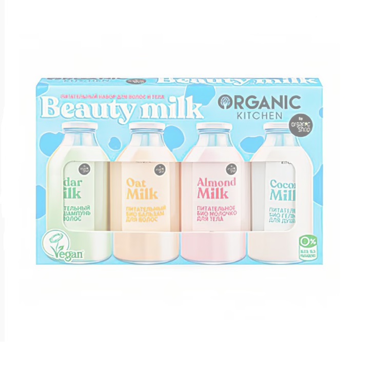 фото Косметический набор organic kitchen beauty milk питательный для волос и тела 200 мл