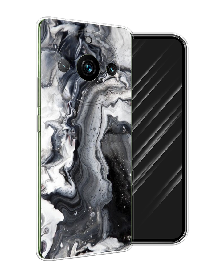 

Чехол Awog на Realme 11 Pro "Бело-черные сложные полосы", Серый;серебристый;белый