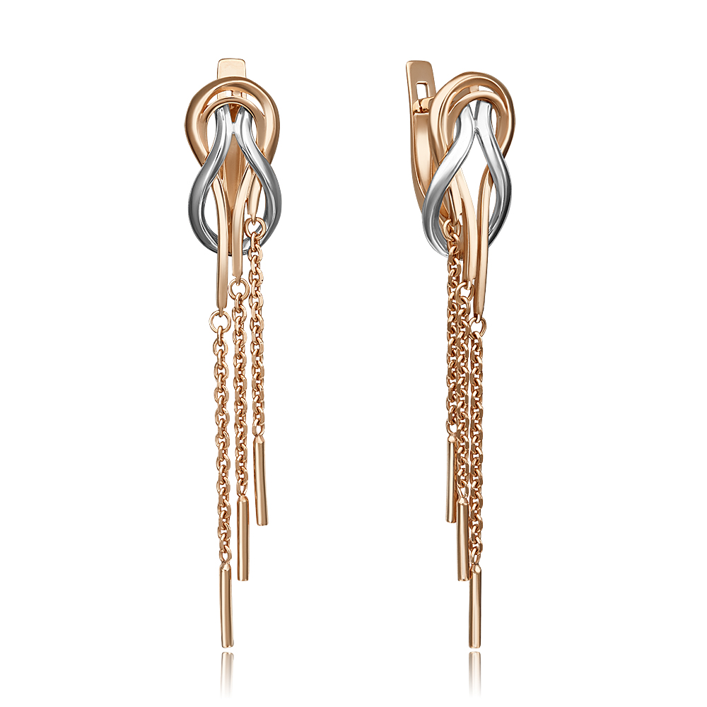 

Серьги подвески из комбинированного золота PLATINA jewelry 02-4374-00-000-1111-42, 02-4374-00-000-1111-42
