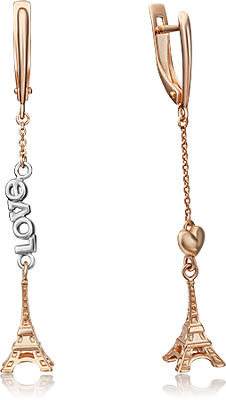 

Серьги подвески из комбинированного золота PLATINA jewelry 02-4364-00-000-1111-63, 02-4364-00-000-1111-63