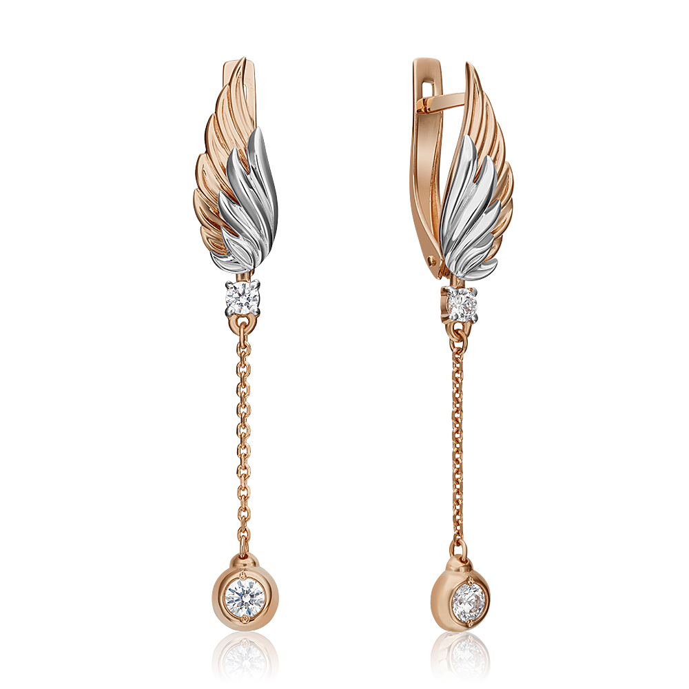 

Серьги подвески из золота с swarovski PLATINA jewelry 02-4333-00-501-1111-38, 02-4333-00-501-1111-38
