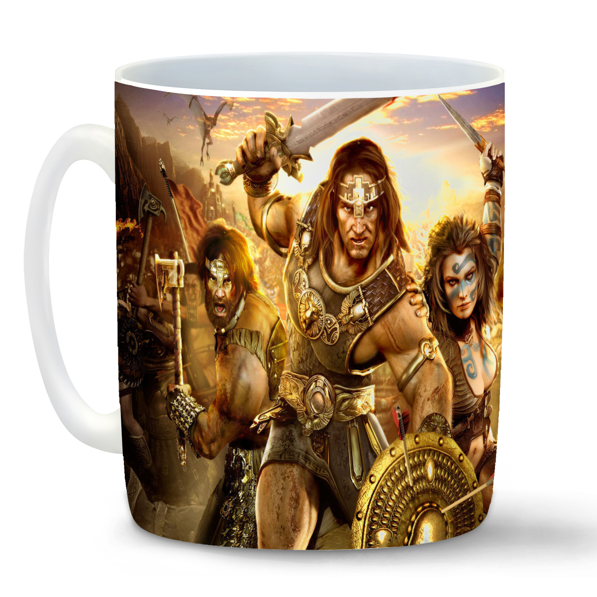 

Тарелка CoolPodarok age of conan hyborian adventures Битва Трио Меч Кинжал Топор