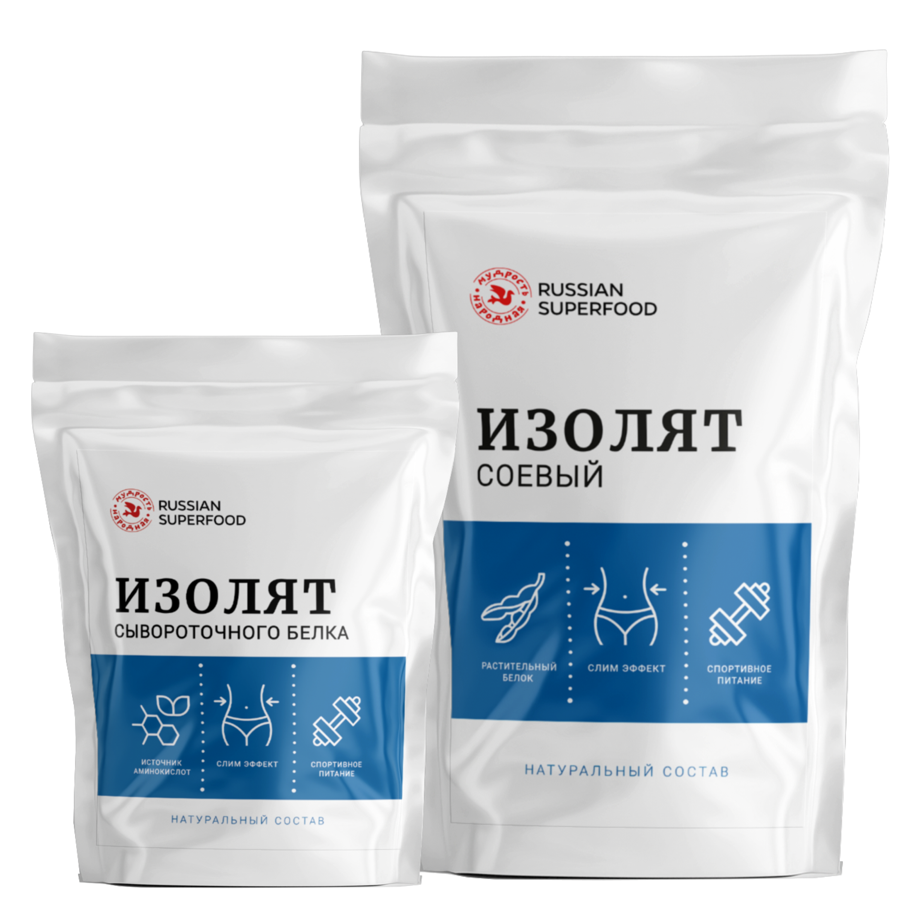 Изоляты соевого+сывороточного белка Russian Superfood для спортивного питания 1,2 кг