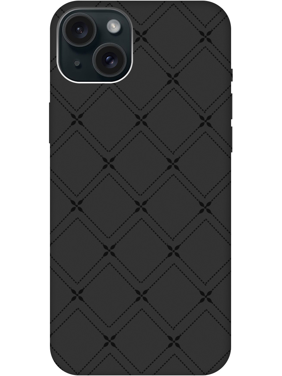 

Силиконовый чехол на Apple iPhone 15 Plus с рисунком "Стильные линии" Soft Touch черный, 20000006