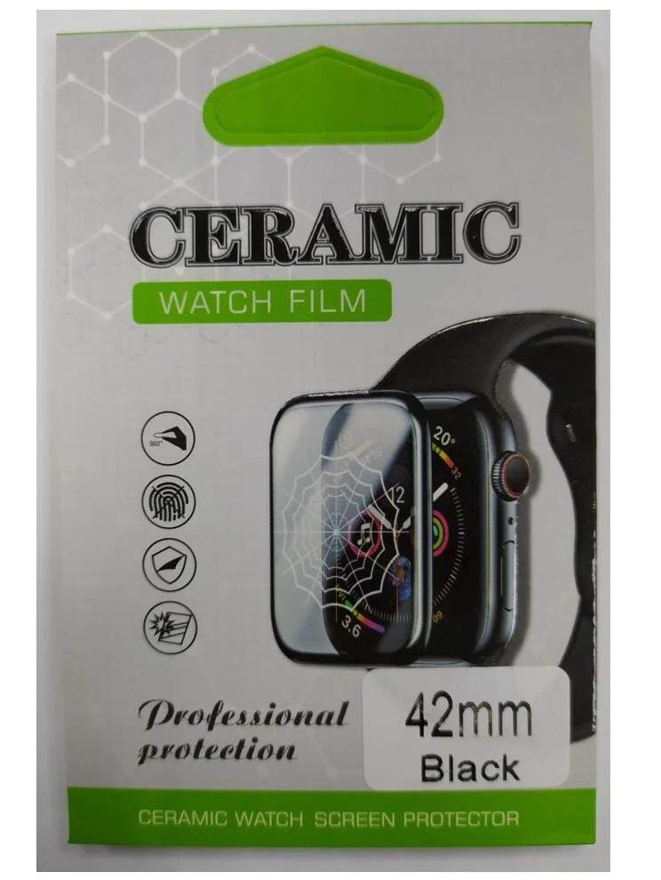 

Защитное стекло для Apple watch "42" Ceramic в коробке чёрное, Прозрачный