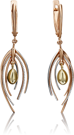 

Серьги подвески из комбинированного золота PLATINA jewelry 02-4275-00-000-1113-42, 02-4275-00-000-1113-42