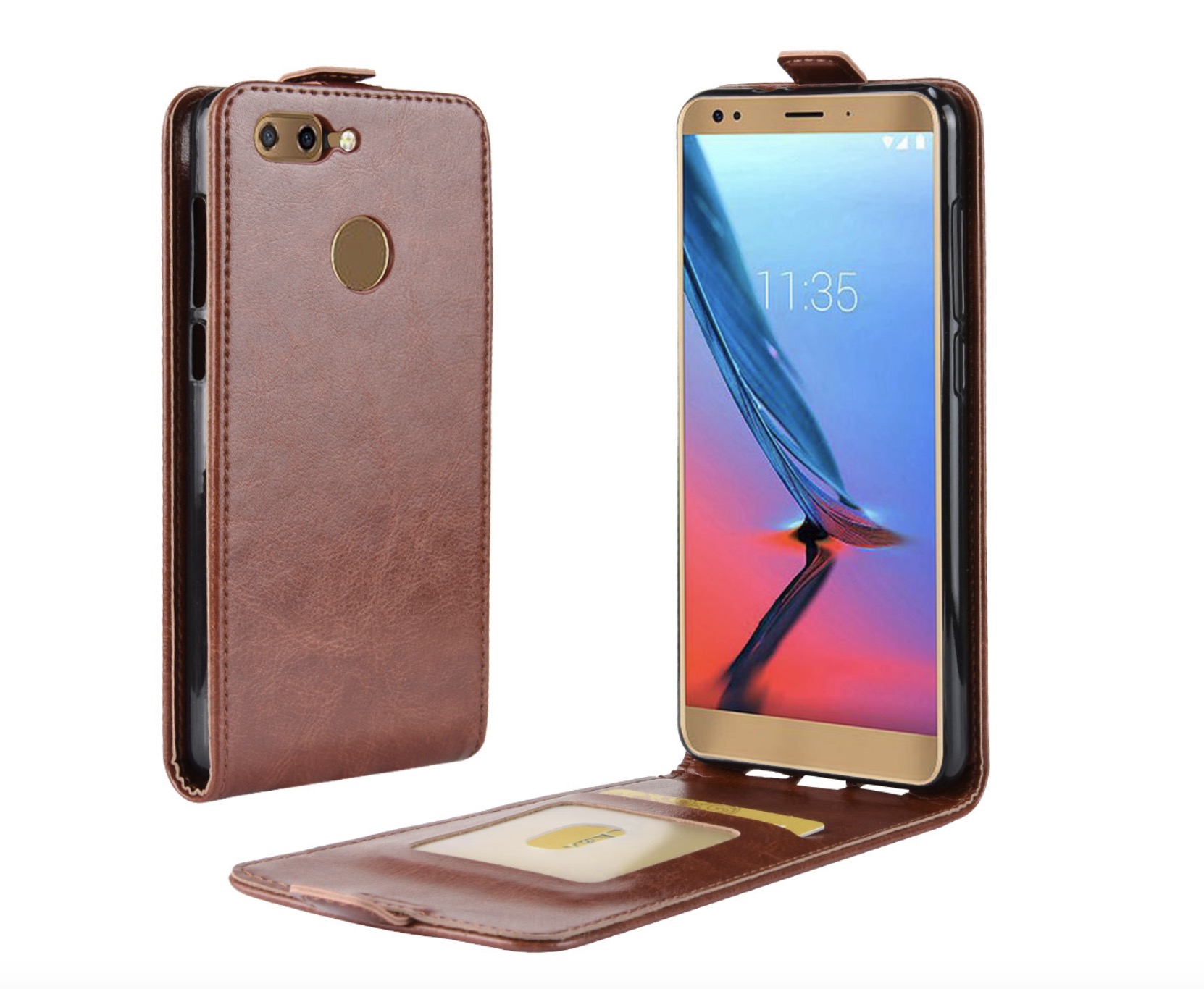 

Чехол-флип MyPads для Alcatel 1S 2019 (5024D) вертикальный откидной коричневый