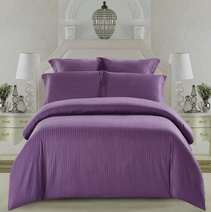 Простынь 235260 см из страйп сатина премиум (100 % хлопок) Черника