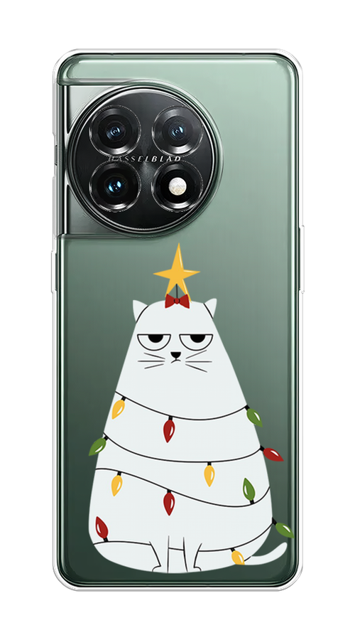 

Чехол на OnePlus 11 "Котик в гирлянде", Белый;красный;желтый, 153650-1