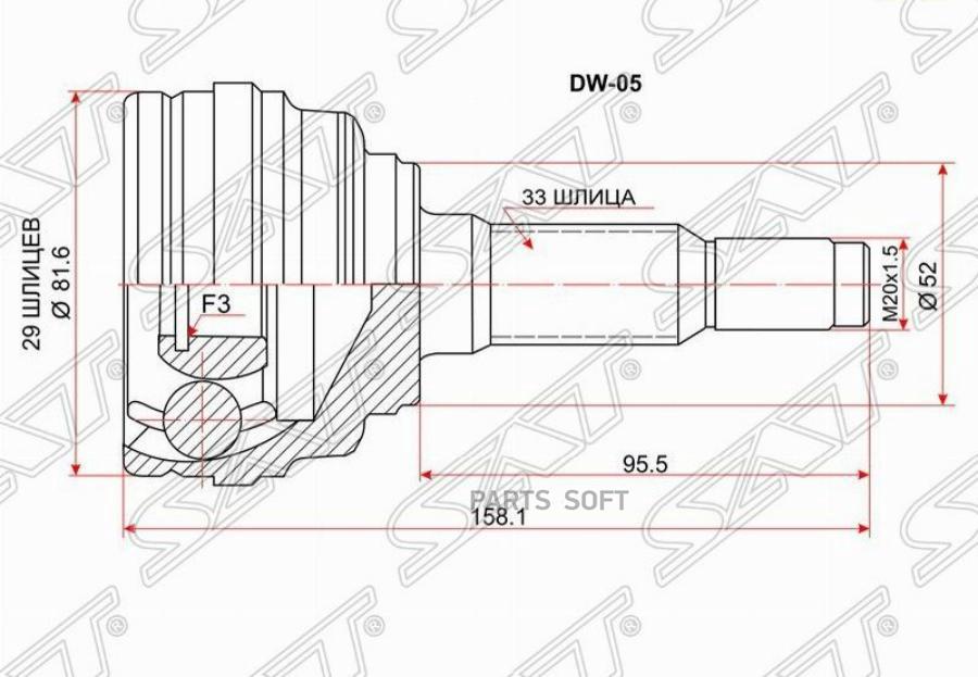 

SAT Шрус наружный DAEWOO NEXIA 09- 16клапанов