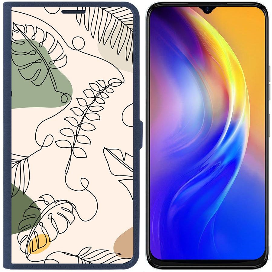 

Чехол-книжка Eco Book для Tecno Spark 10C Линия весны, Синий