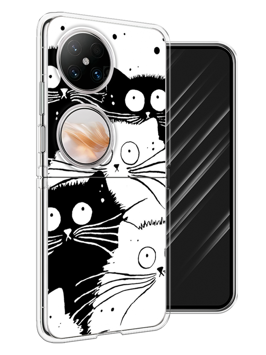 

Чехол Awog на Huawei Pocket 2 "Коты черно-белые", Черный;белый, 6123850-1