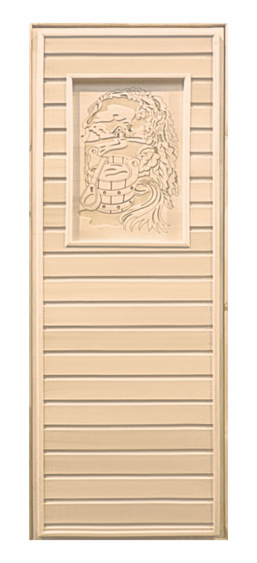 Дверь глухая липа с рисунком (коробка Листва) 1900х700 дверь для бани и сауны эконом усиленная 170x70см коробка 7см липа