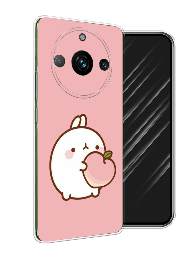 

Чехол Awog на Realme 11 Pro "Кролик с персиком", Розовый;бежевый