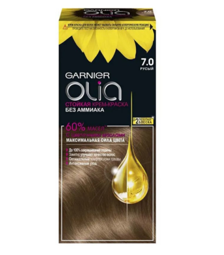 Крем-краска для волос Garnier Olia стойкая без аммиака 7.0 Русый светло-коричневый 112 мл koleston perfect стойкая крем краска 00300300 3 0 темно коричневый 60 мл базовые тона