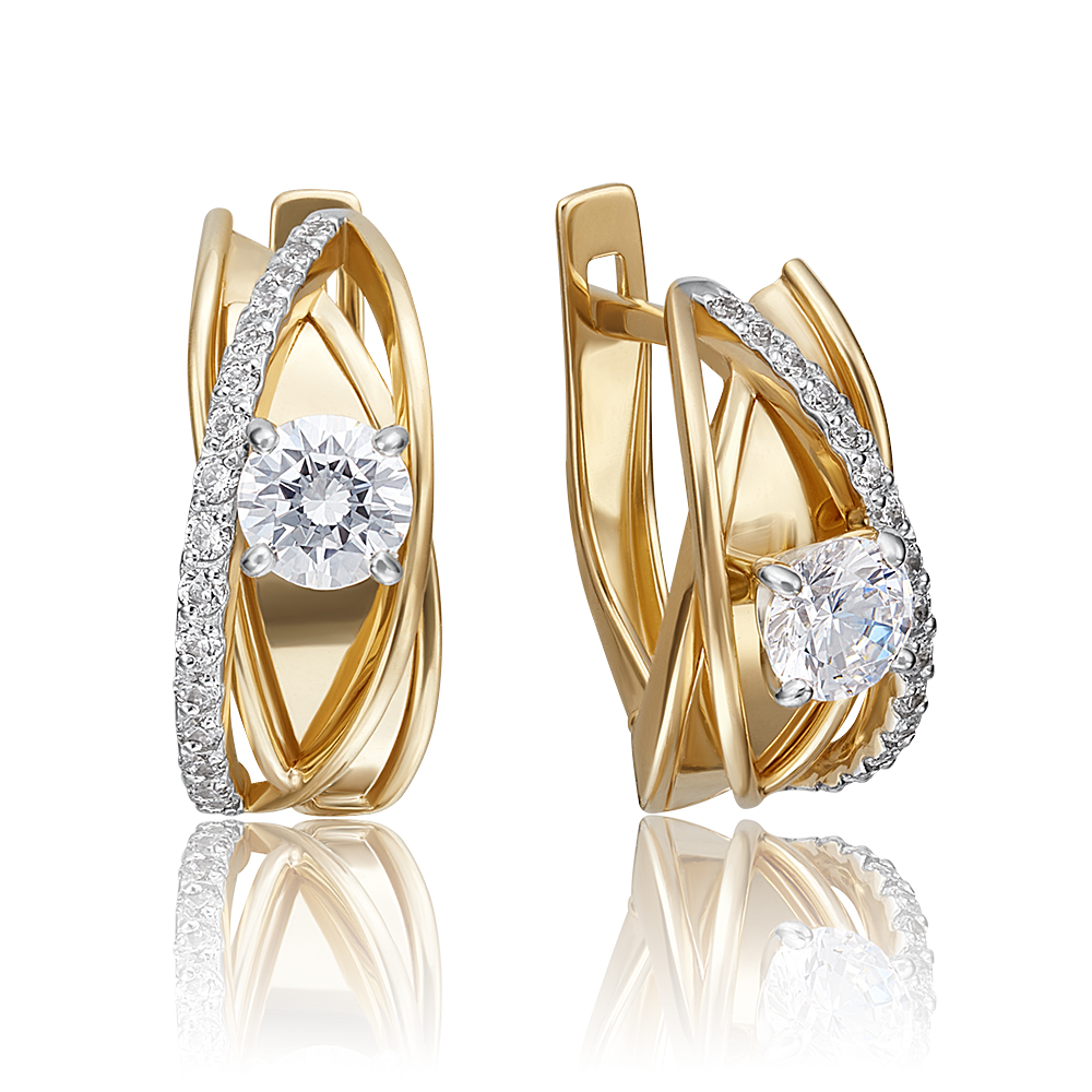

Серьги из желтого золота с swarovski PLATINA jewelry 02-4243-00-501-1121-67, 02-4243-00-501-1121-67