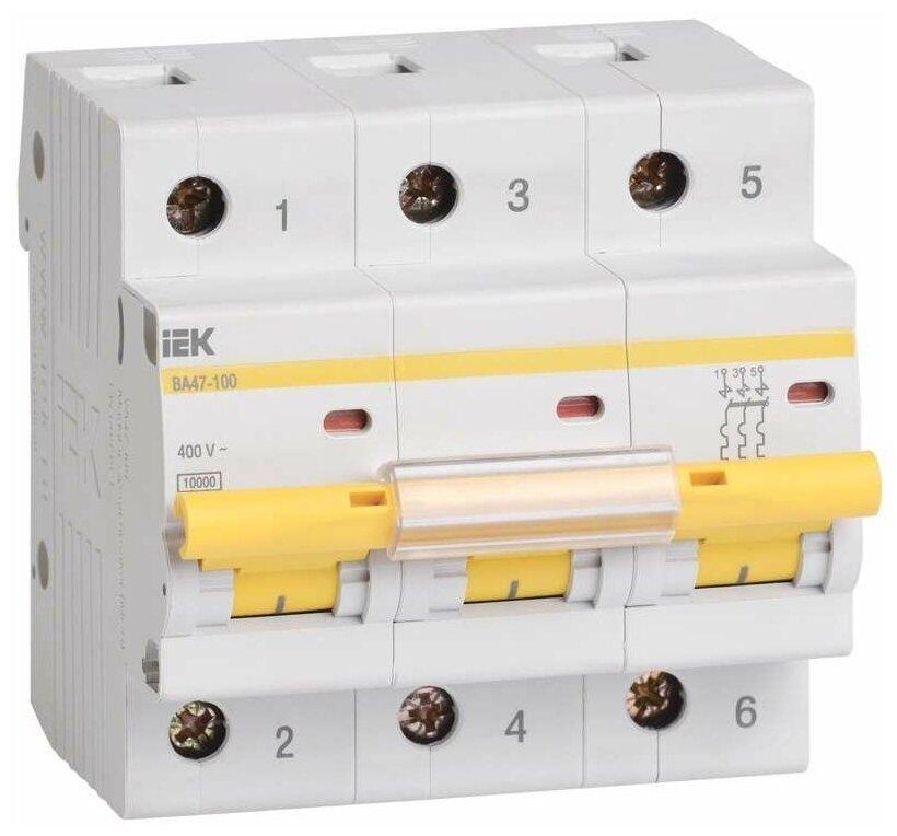 

Автоматический выключатель IEK ВА 47-100 3P (C) 10kA 80 А
