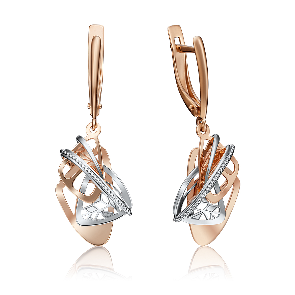 

Серьги подвески из комбинированного золота PLATINA jewelry 02-4223-00-000-1111-65, 02-4223-00-000-1111-65