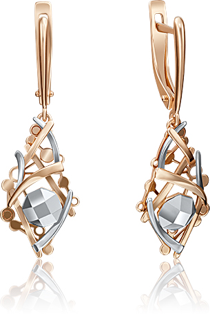 

Серьги подвески из комбинированного золота PLATINA jewelry 02-4201-00-000-1111-48, 02-4201-00-000-1111-48