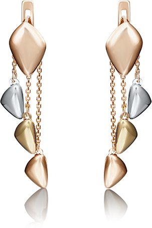 

Серьги подвески из комбинированного золота PLATINA jewelry 02-4145-00-000-1140-04, 02-4145-00-000-1140-04