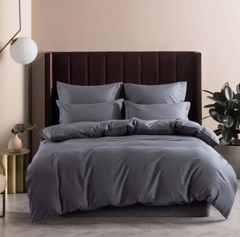 Простынь 235240 см из страйп сатина премиум (100 % хлопок) Серый