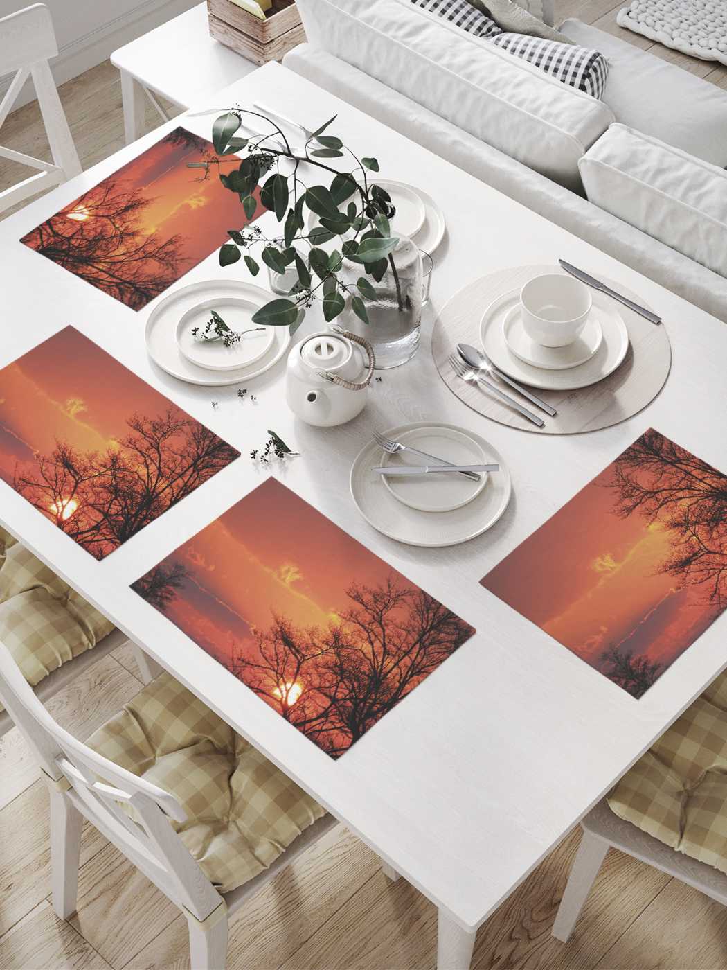 фото Комплект салфеток joyarty "закат среди деревьев" для сервировки стола 32х46 см, 4шт