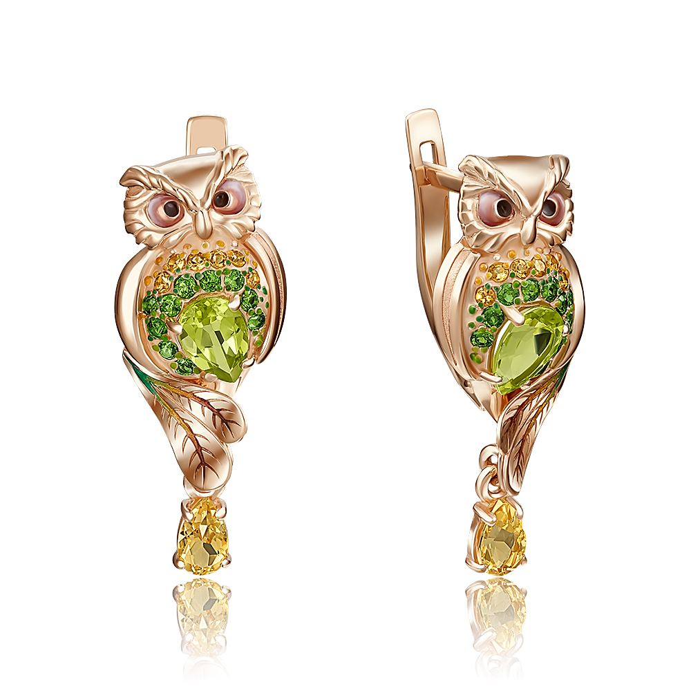 

Серьги женские из золота ЮЗ Платина 02-4128-00-710-1110-57, хризолит/хромдиопсид/цитрин, 02-4128-00-710-1110-57