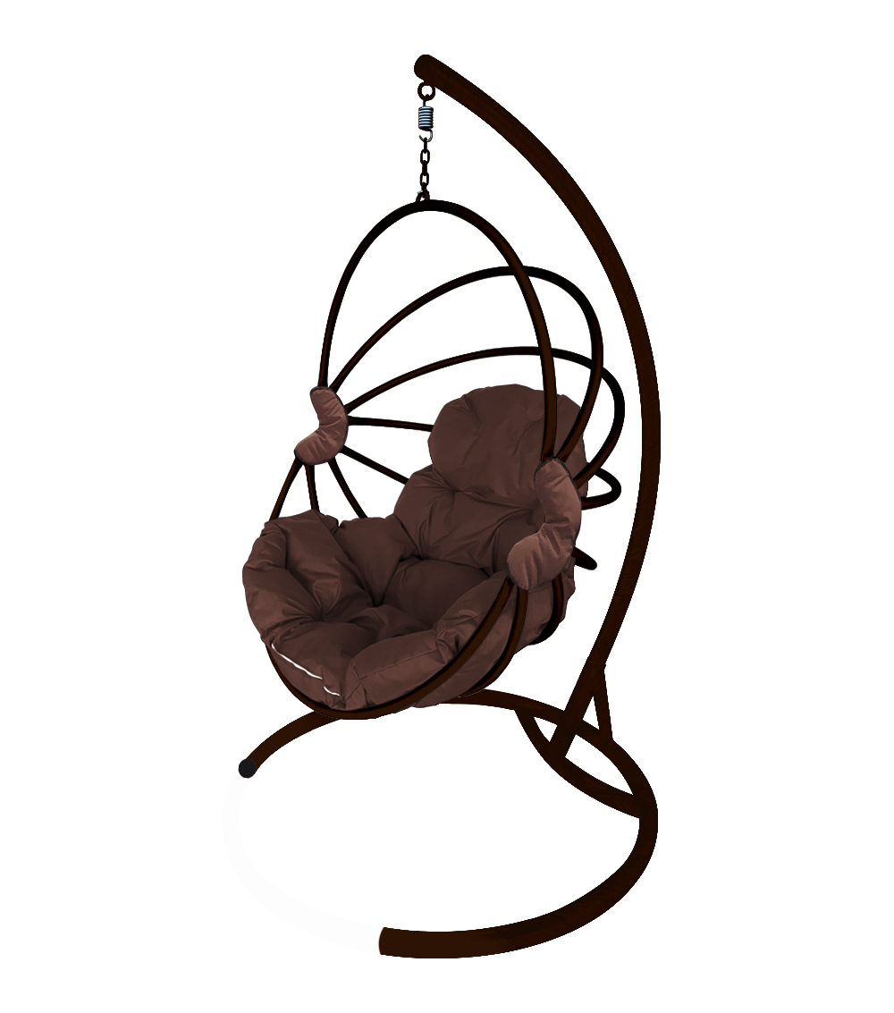 фото Кресло подвесное m-group веер разборный коричневое с коричневой подушкой