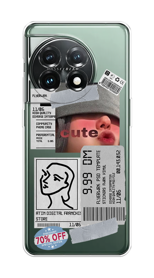 

Чехол на OnePlus 11 "Cute girl collage", Розовый;серый;голубой, 153650-6