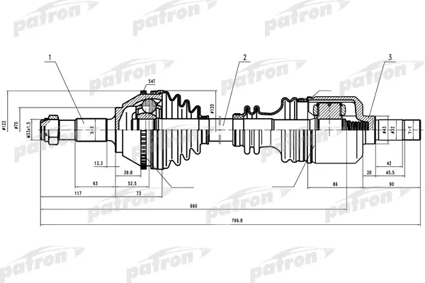 

Полуось лев FIAT: Ducato,PEUGEOT: Boxer 2.0-2.5D MG5 94> 1.8Q +ABS PATRON PDS0160