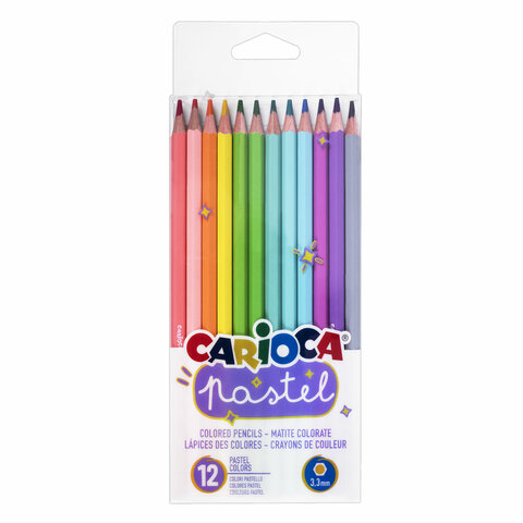 

Карандаши цветные пастельные Carioca "Pastel" 12 цветов - (2 шт), Разноцветные