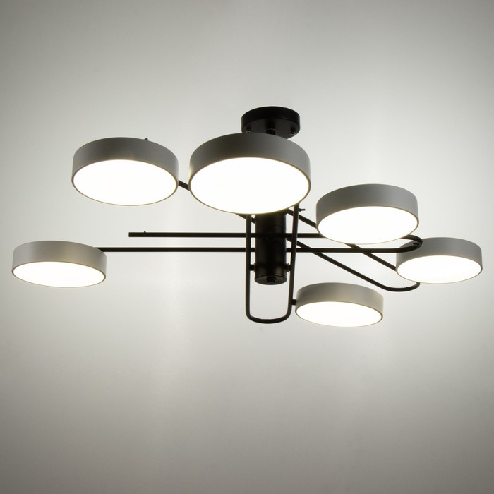 

Люстра 625356/6 LED 78Вт 3 режима 3000-6000К черный-белый 96х96х33 см