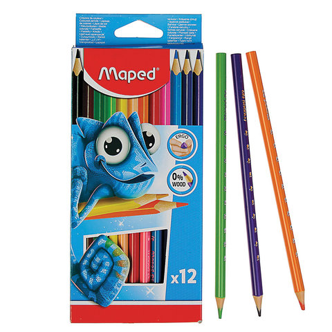 

Карандаши цветные Maped (Франция) "Pulse", 12 цветов, пластиковые, 862702, 6 шт, Разноцветные