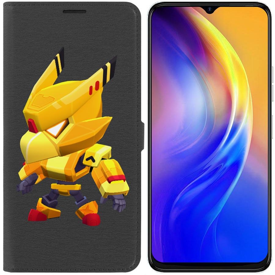 

Чехол-книжка Eco Book для Tecno Spark 10C Brawl Stars-Ворон Золотой Меха